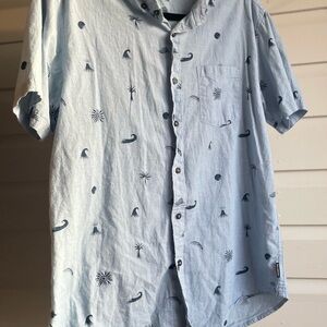 Billabong Light Blue Short-Sleeve Printed Button-Down Shirt